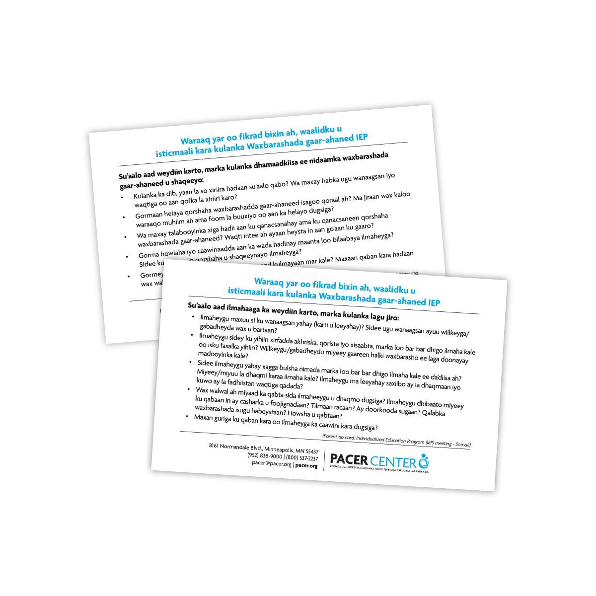 IEP Meeting Parent Tip Cards