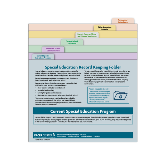 Special Education Record Keeping Folder - 7 Piece Set