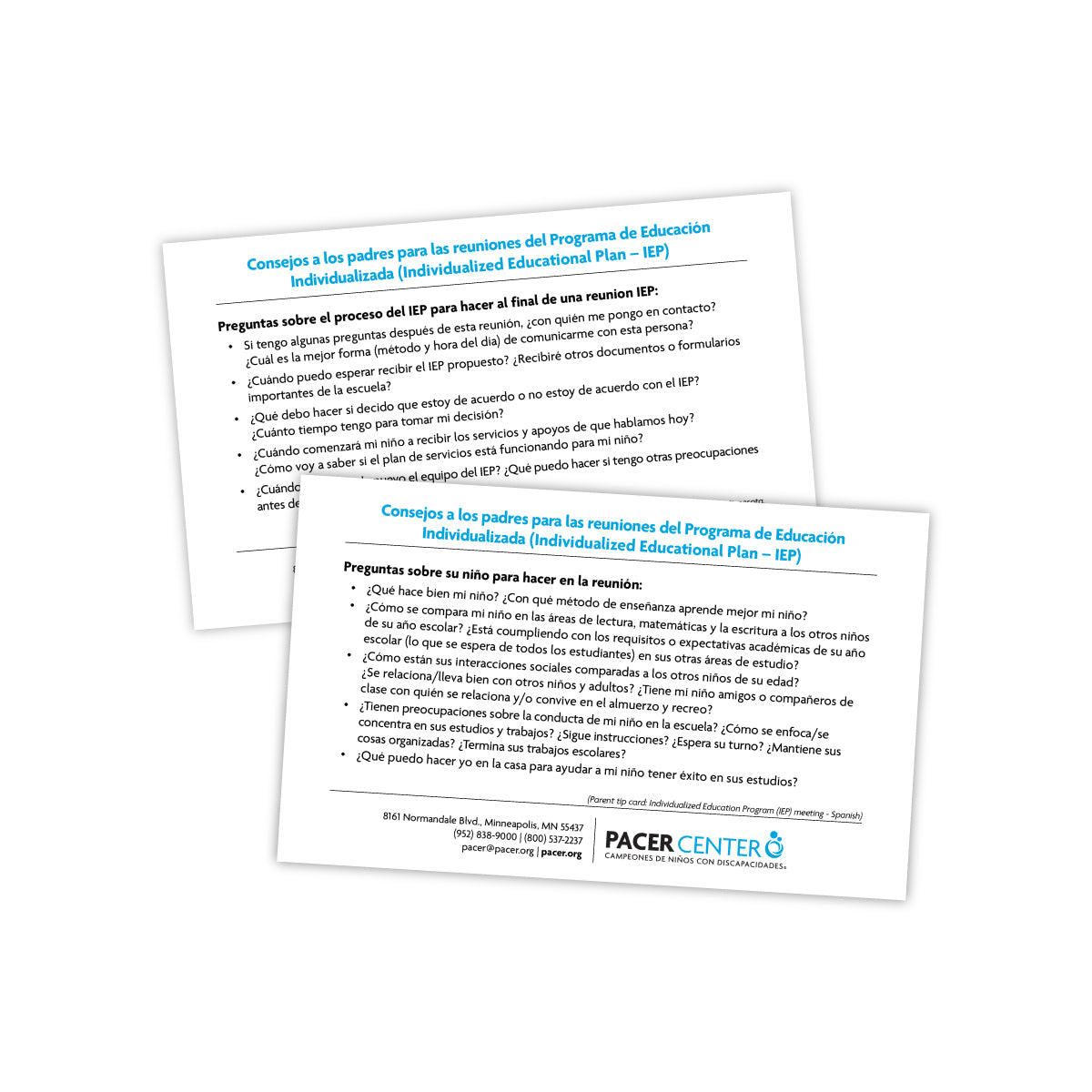 IEP Meeting Parent Tip Cards