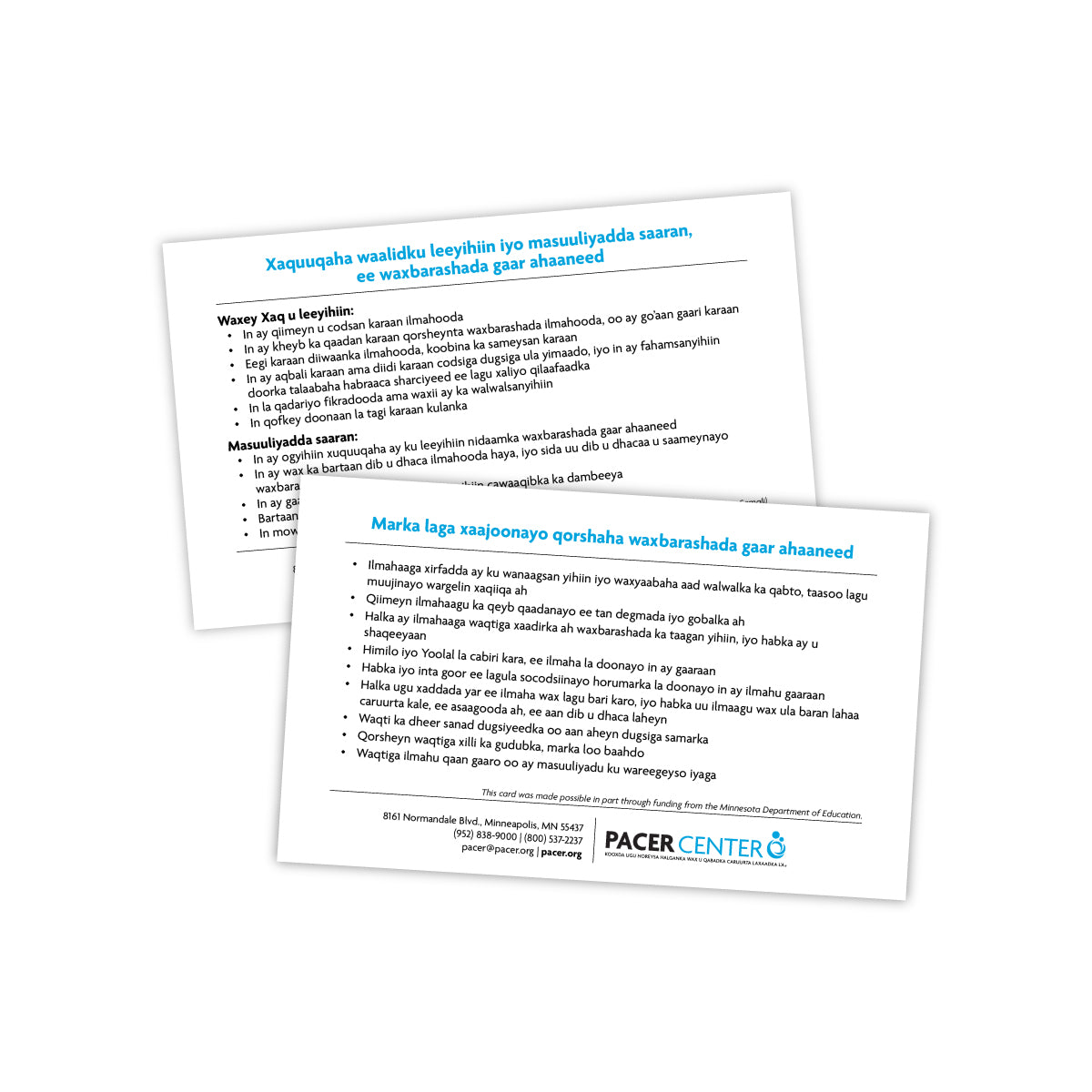 Parent Rights and Responsibilities in Special Education Tip Cards